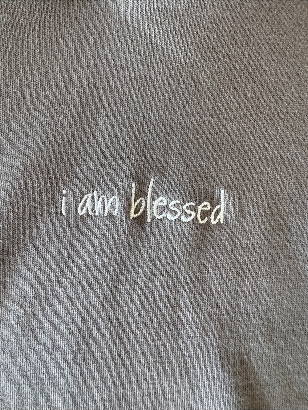 Peace Love World I Am Blessed Olive Stone French Terry Hoodie Sweatshirt S - Picture 6 of 9
